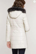 Load image into Gallery viewer, Maria Lambskin Leather Coat with Raccoon Fur Trim and Detachable Hood