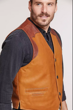 Load image into Gallery viewer, Garrison Bison Leather Vest with Concealed Carry Pockets